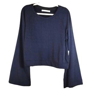 E Stillwater The Brand Womens Navy Blue Flare Bell Long Sleeve Sweater Top NWT M